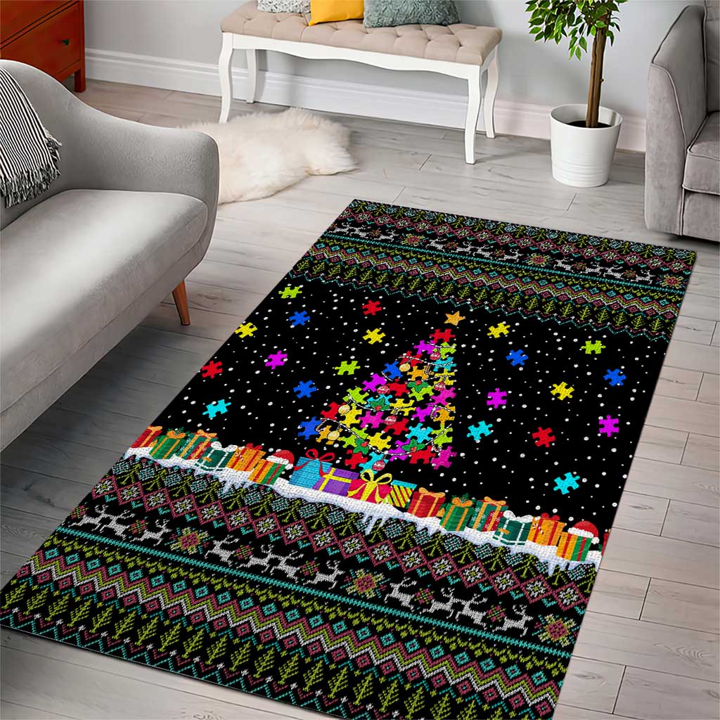 Autism Pine Christmas Area Rug Xmas Holiday Patterns - Wonder Print Shop