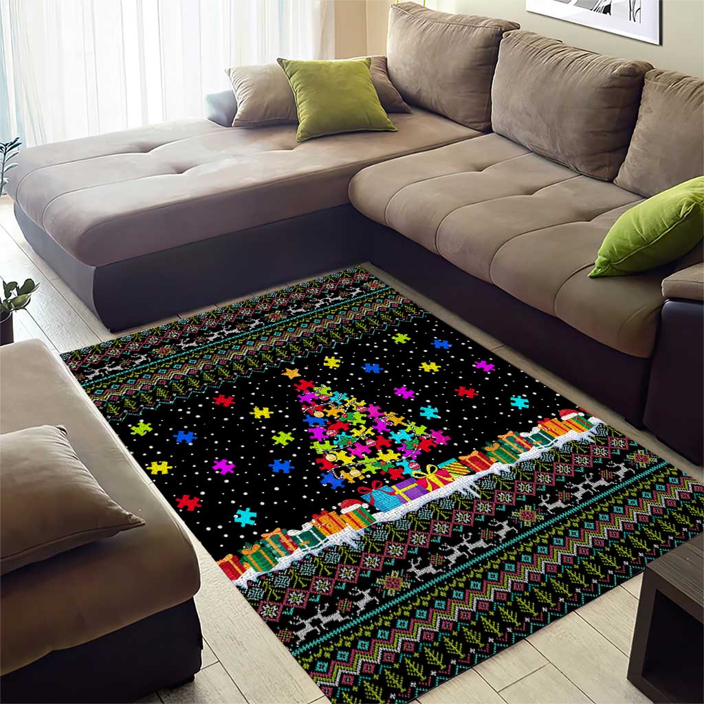 Autism Pine Christmas Area Rug Xmas Holiday Patterns - Wonder Print Shop