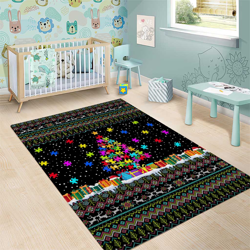 Autism Pine Christmas Area Rug Xmas Holiday Patterns - Wonder Print Shop