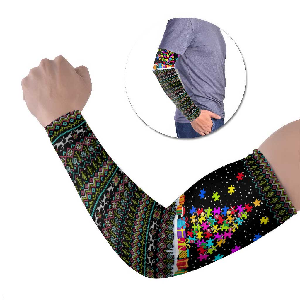 Autism Pine Christmas Arm Sleeves Xmas Holiday Patterns - Wonder Print Shop