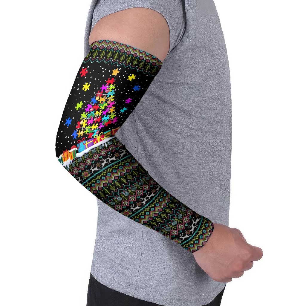 Autism Pine Christmas Arm Sleeves Xmas Holiday Patterns - Wonder Print Shop