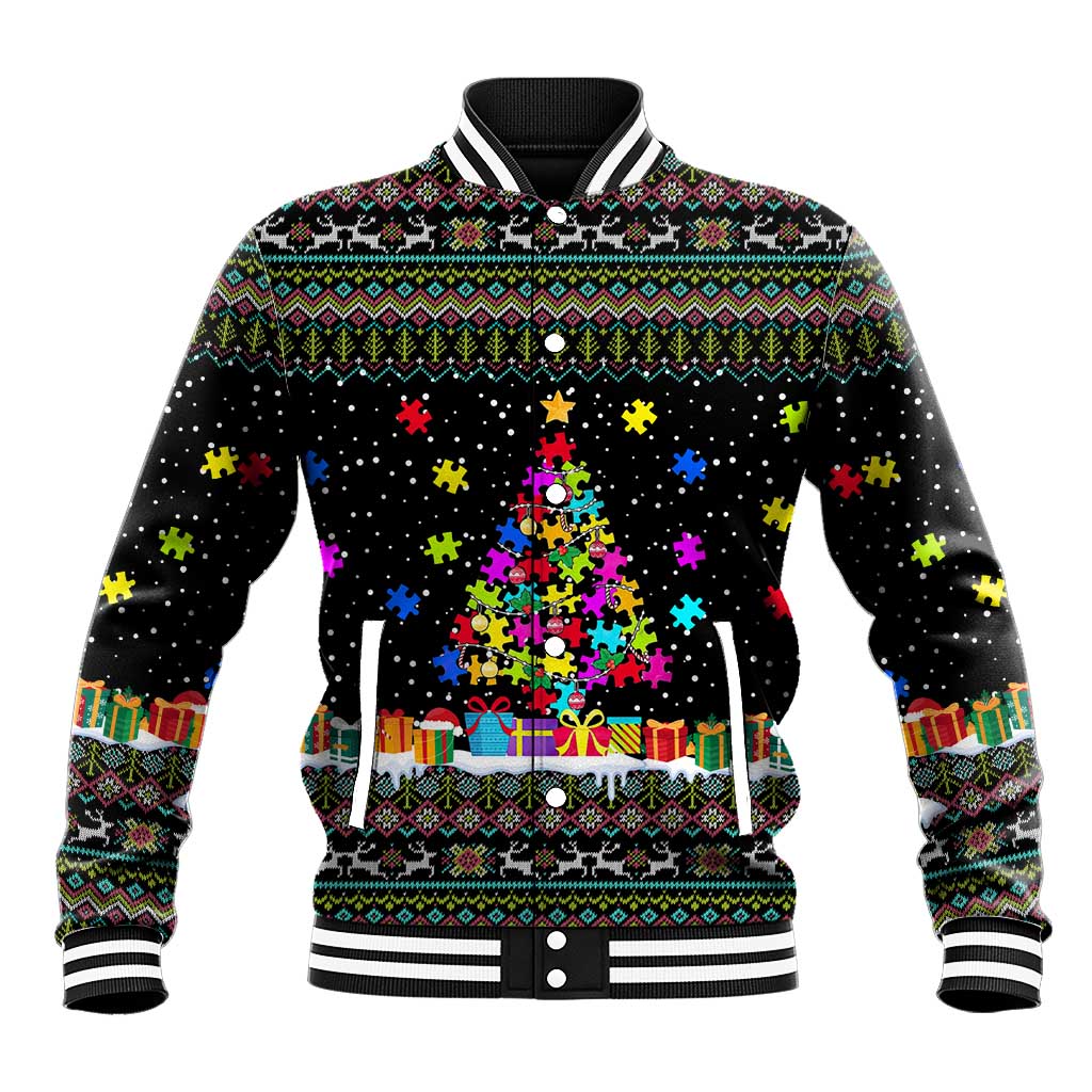 Autism Pine Christmas Baseball Jacket Xmas Holiday Patterns - Wonder Print Shop