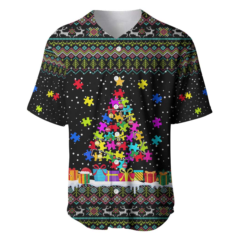 Autism Pine Christmas Baseball Jersey Xmas Holiday Patterns - Wonder Print Shop