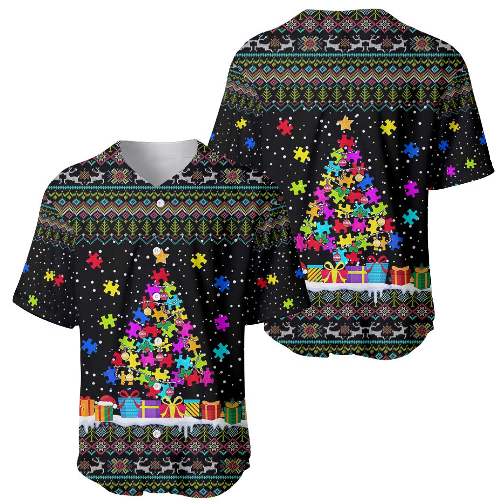 Autism Pine Christmas Baseball Jersey Xmas Holiday Patterns - Wonder Print Shop
