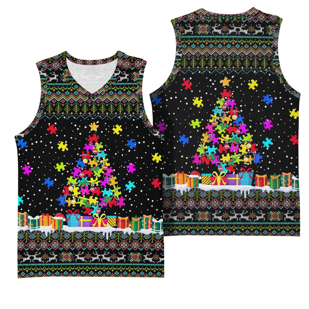 Autism Pine Christmas Basketball Jersey Xmas Holiday Patterns - Wonder Print Shop