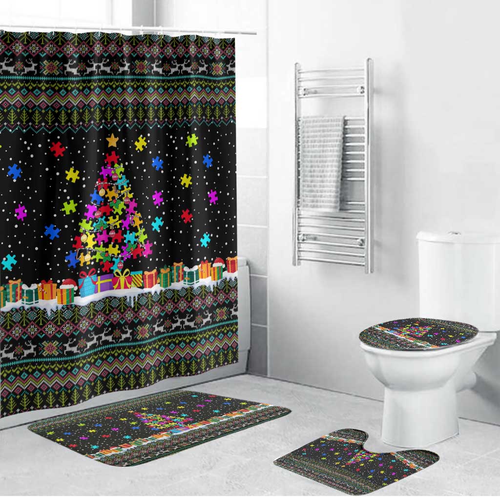 Autism Pine Christmas Bathroom Set Xmas Holiday Patterns - Wonder Print Shop