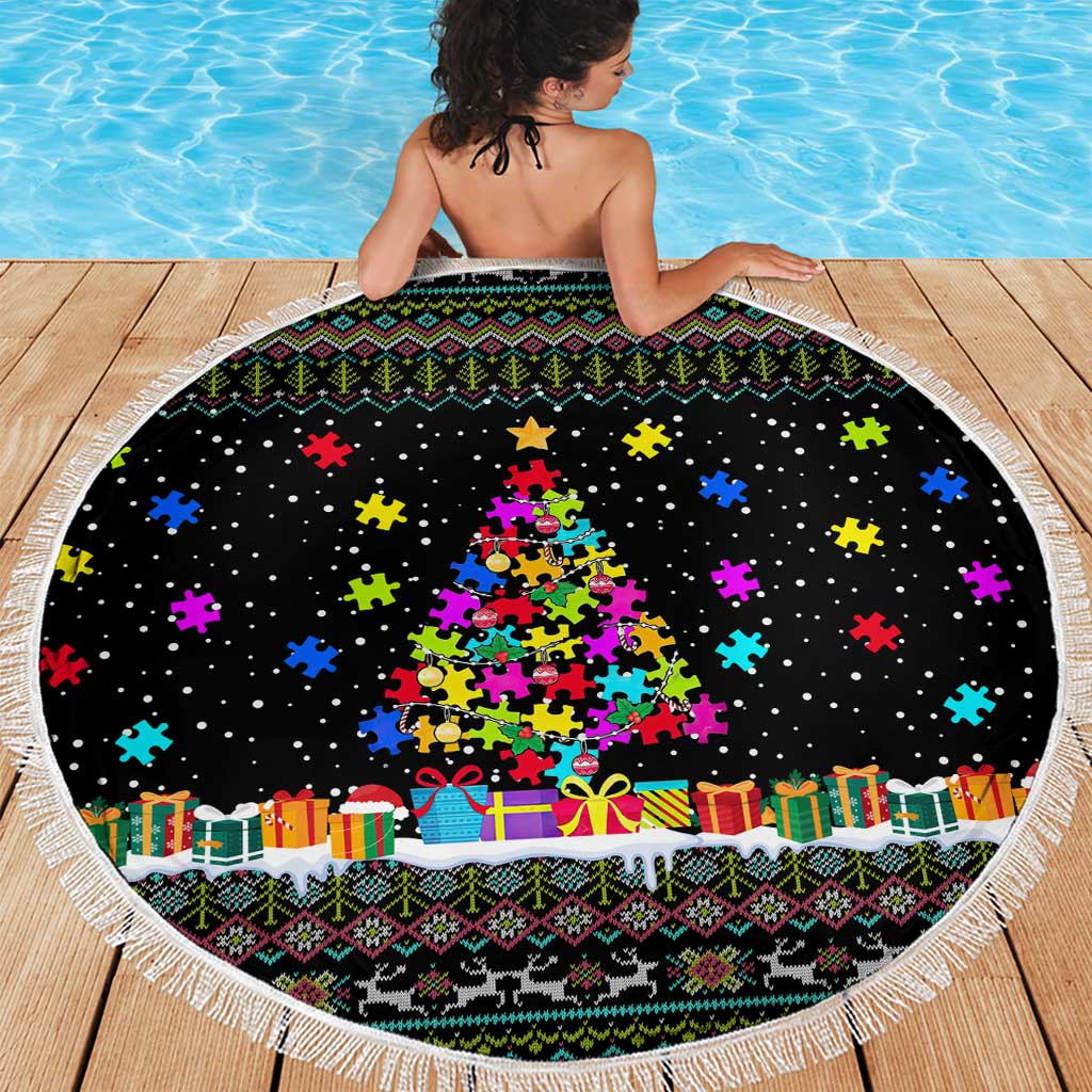 Autism Pine Christmas Beach Blanket Xmas Holiday Patterns - Wonder Print Shop