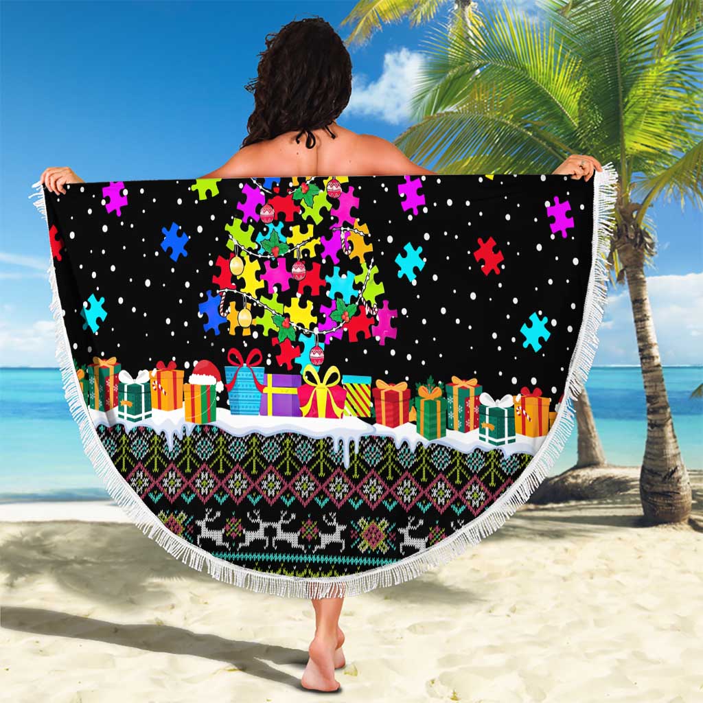 Autism Pine Christmas Beach Blanket Xmas Holiday Patterns - Wonder Print Shop