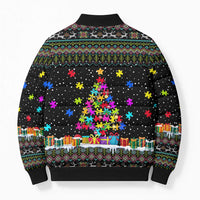 Autism Pine Christmas Bomber Puffer Jacket Xmas Holiday Patterns - Wonder Print Shop