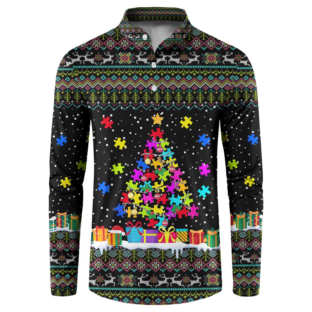 Autism Pine Christmas Button Sweatshirt Xmas Holiday Patterns - Wonder Print Shop