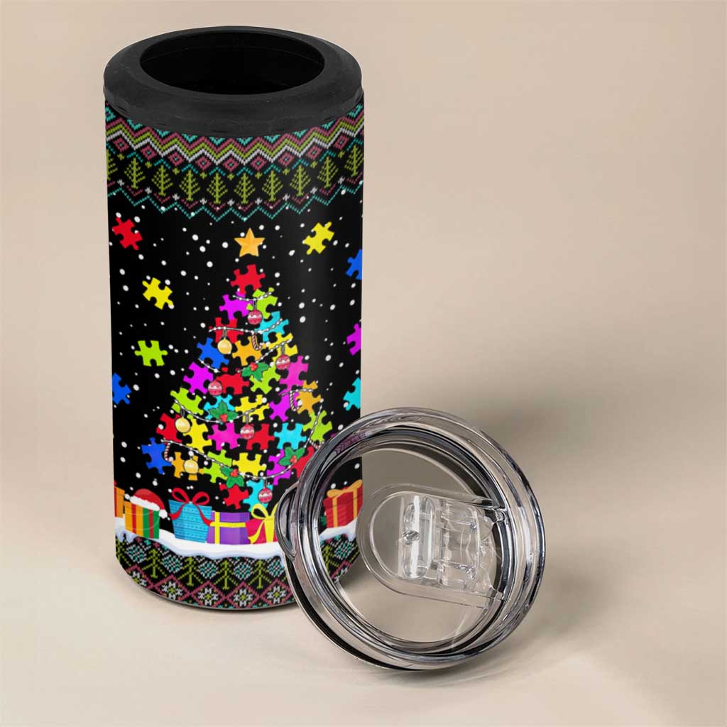 Autism Pine Christmas 4 in 1 Can Cooler Tumbler Xmas Holiday Patterns - Wonder Print Shop