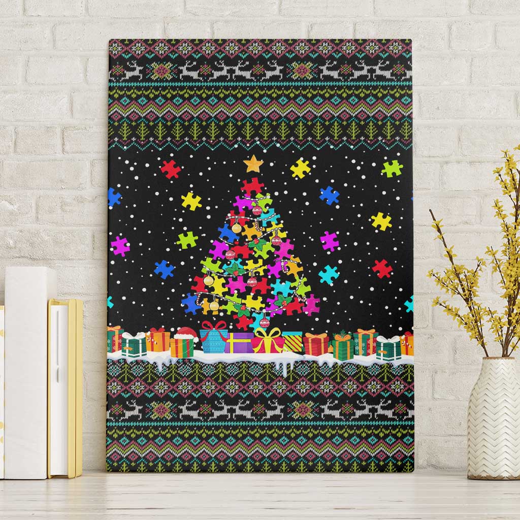 Autism Pine Christmas Canvas Wall Art Xmas Holiday Patterns - Wonder Print Shop