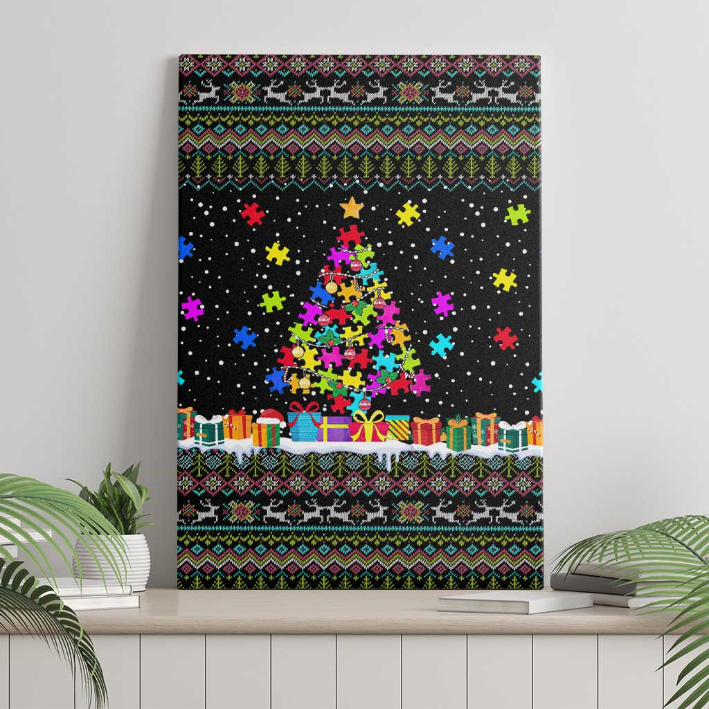 Autism Pine Christmas Canvas Wall Art Xmas Holiday Patterns - Wonder Print Shop