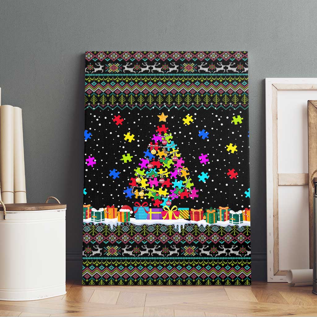 Autism Pine Christmas Canvas Wall Art Xmas Holiday Patterns - Wonder Print Shop