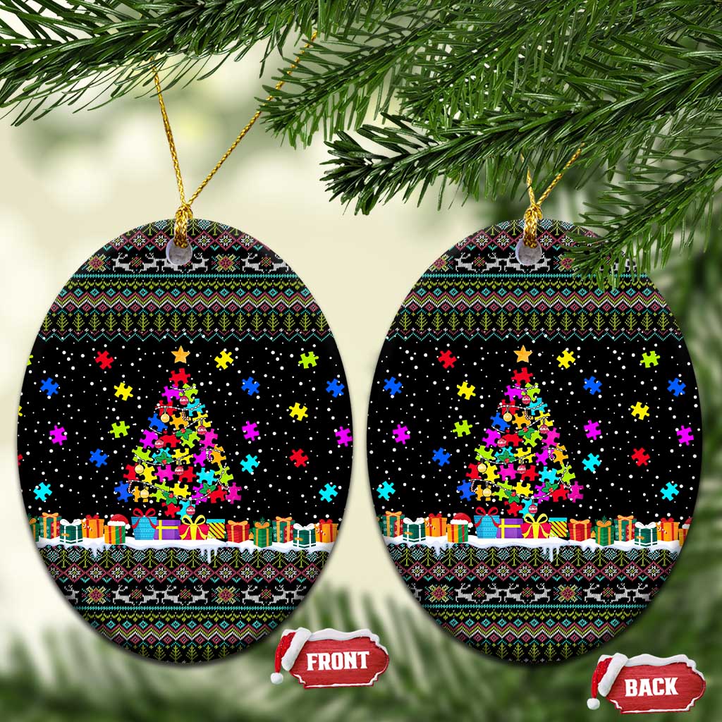 Autism Pine Christmas Ceramic Ornament Xmas Holiday Patterns - Wonder Print Shop