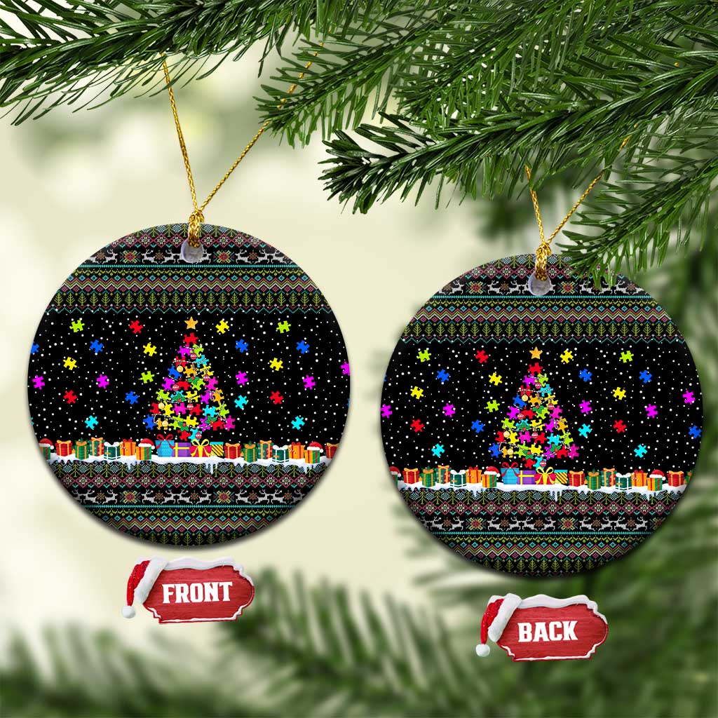 Autism Pine Christmas Ceramic Ornament Xmas Holiday Patterns - Wonder Print Shop