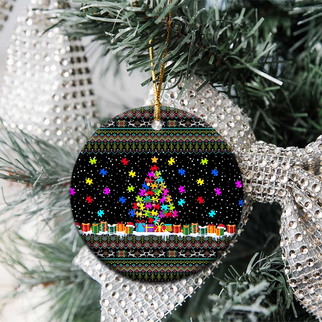 Autism Pine Christmas Ceramic Ornament Xmas Holiday Patterns - Wonder Print Shop