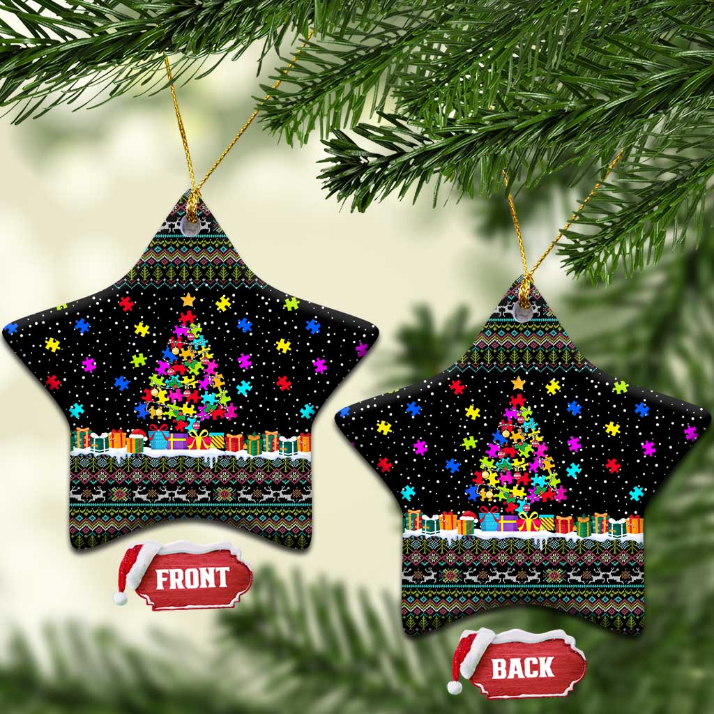 Autism Pine Christmas Ceramic Ornament Xmas Holiday Patterns - Wonder Print Shop
