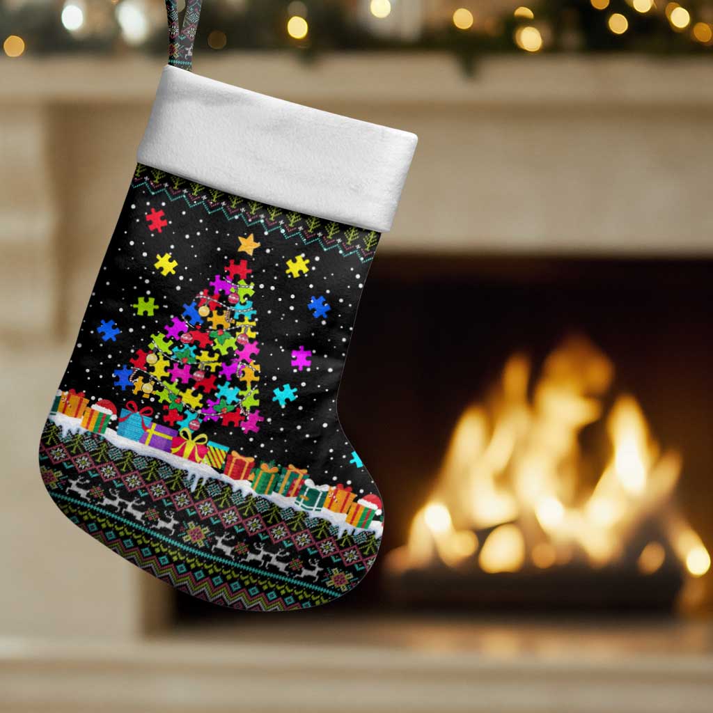 Autism Pine Christmas Stocking Xmas Holiday Patterns - Wonder Print Shop
