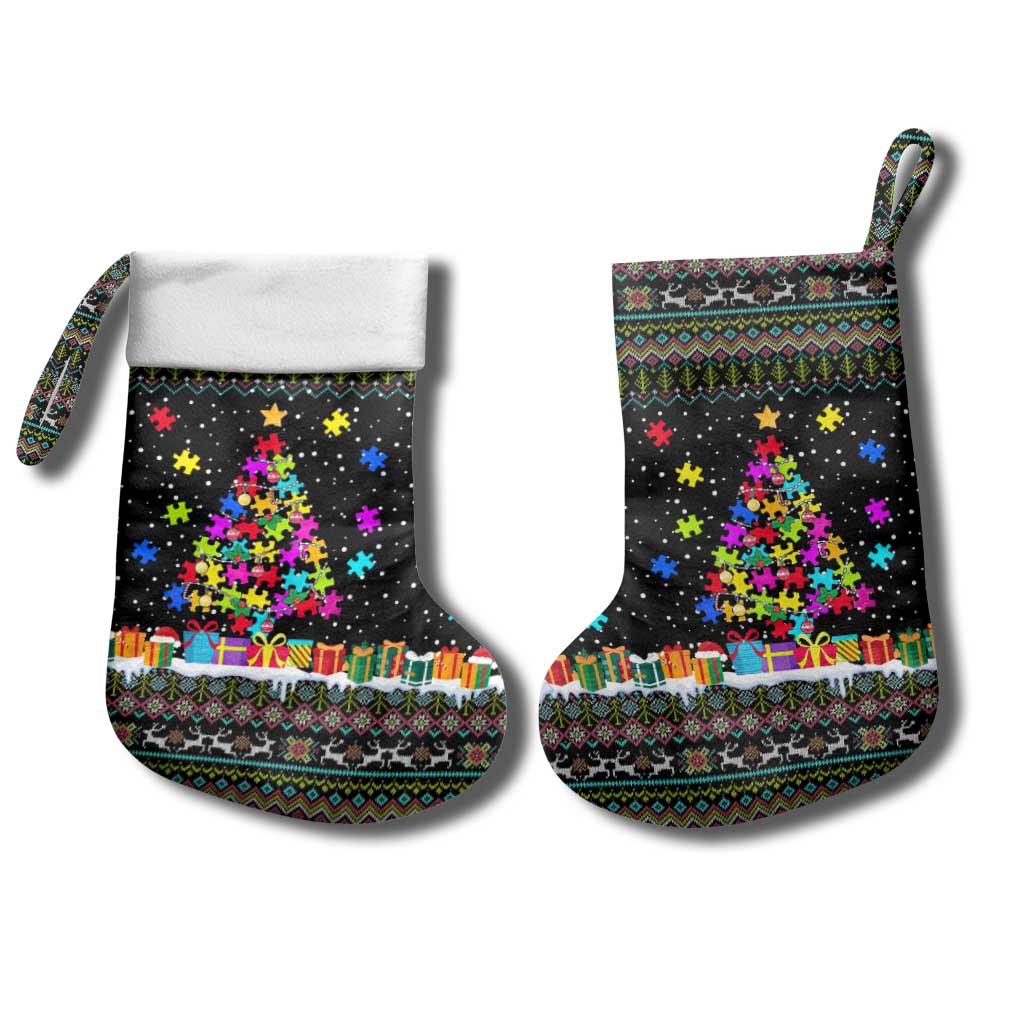 Autism Pine Christmas Stocking Xmas Holiday Patterns - Wonder Print Shop