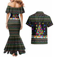 Autism Pine Christmas Couples Matching Mermaid Dress and Hawaiian Shirt Xmas Holiday Patterns - Wonder Print Shop