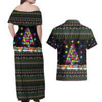 Autism Pine Christmas Couples Matching Off Shoulder Maxi Dress and Hawaiian Shirt Xmas Holiday Patterns - Wonder Print Shop