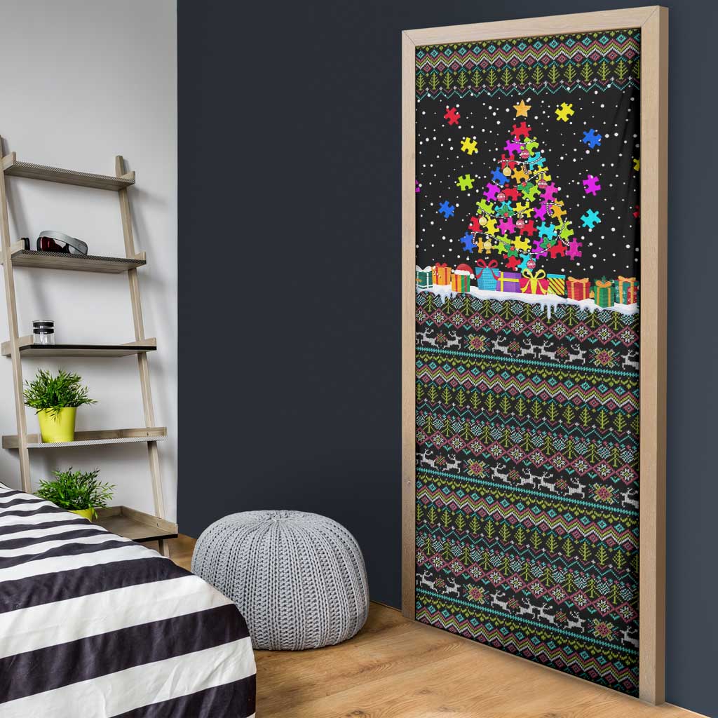 Autism Pine Christmas Door Cover Xmas Holiday Patterns - Wonder Print Shop