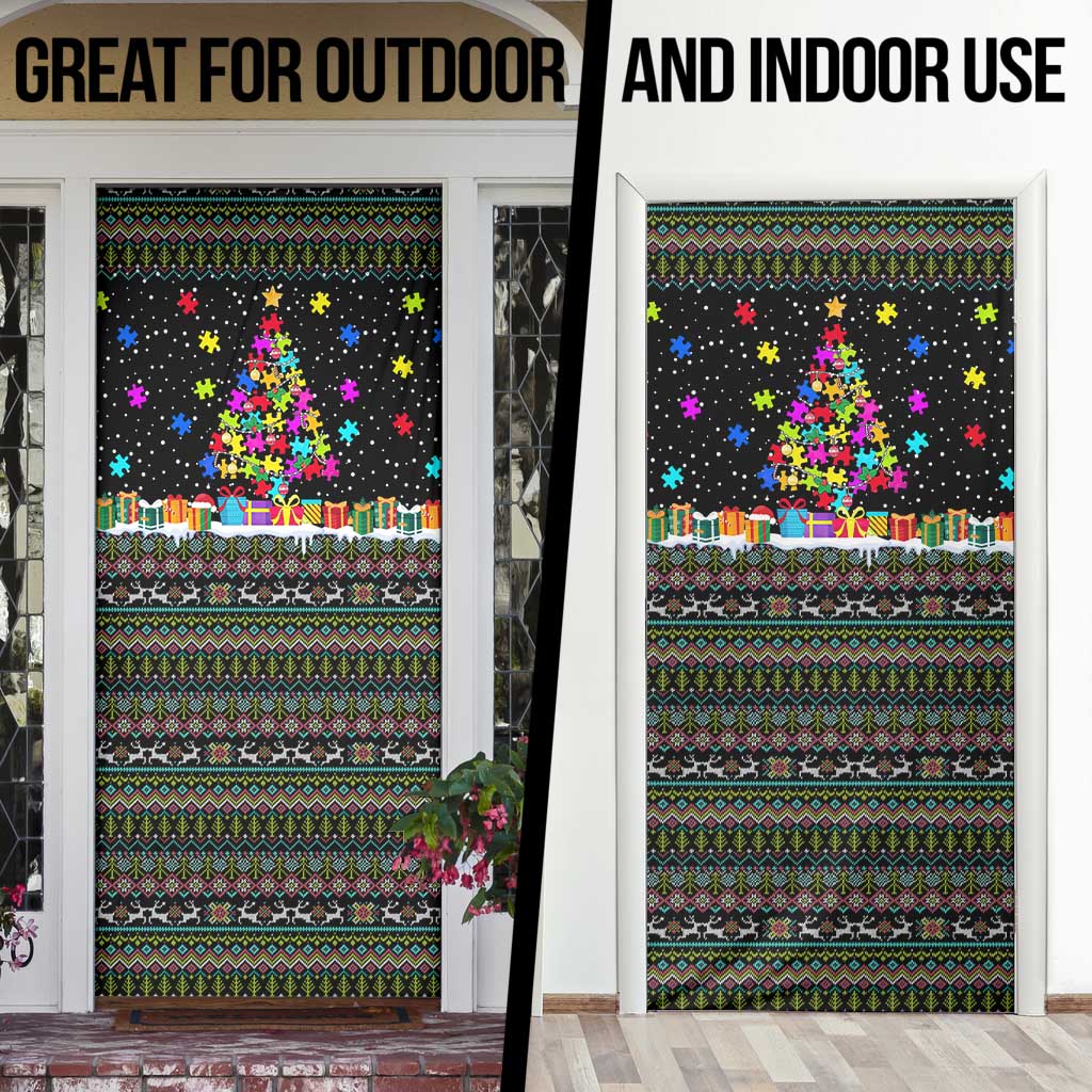Autism Pine Christmas Door Cover Xmas Holiday Patterns - Wonder Print Shop