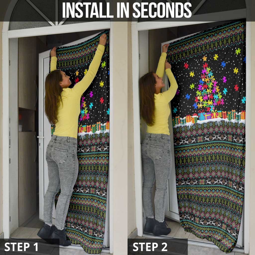 Autism Pine Christmas Door Cover Xmas Holiday Patterns - Wonder Print Shop