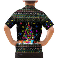 Autism Pine Christmas Family Matching Mermaid Dress and Hawaiian Shirt Xmas Holiday Patterns - Wonder Print Shop