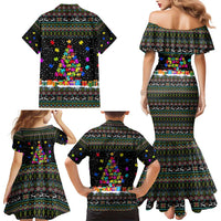 Autism Pine Christmas Family Matching Mermaid Dress and Hawaiian Shirt Xmas Holiday Patterns - Wonder Print Shop