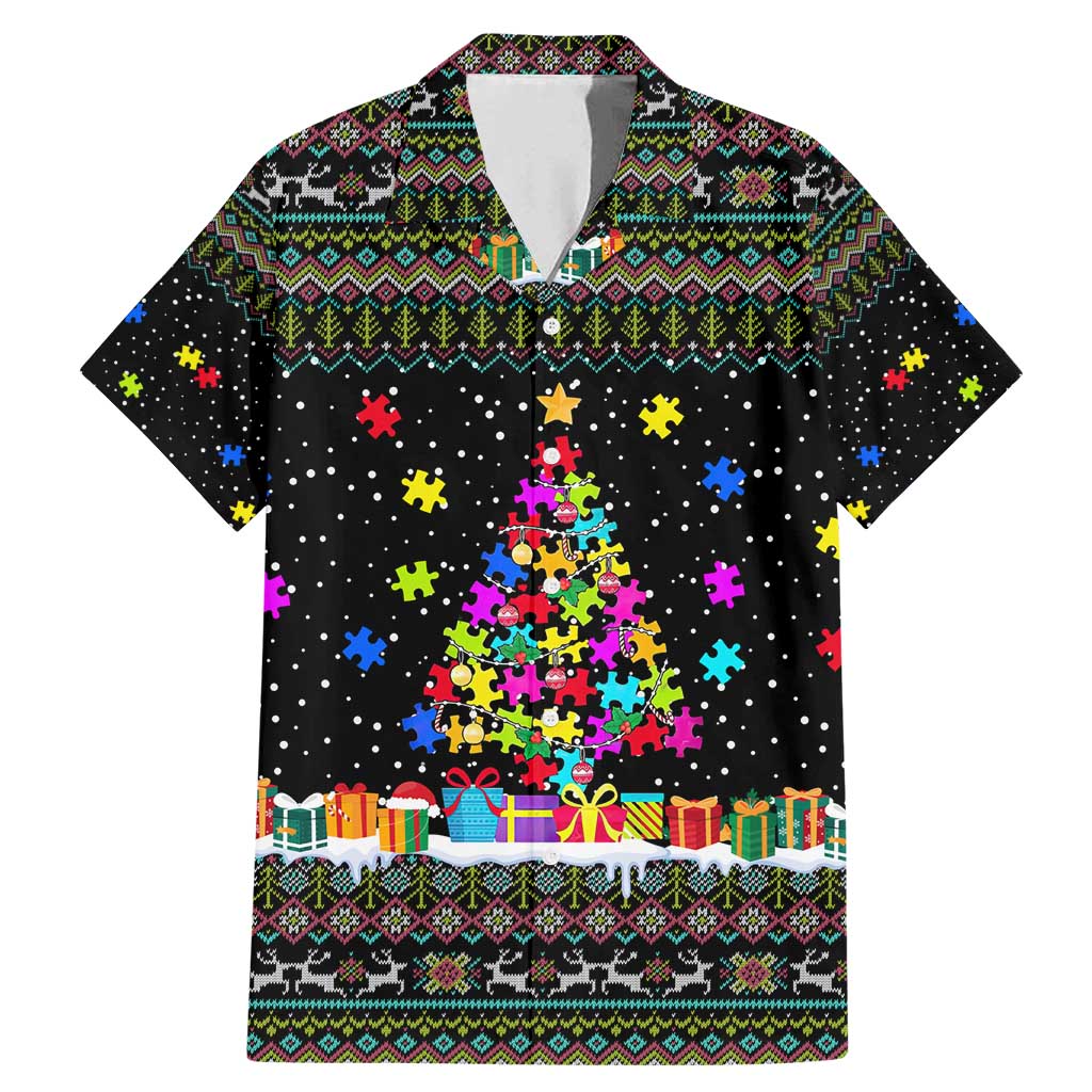 Autism Pine Christmas Family Matching Mermaid Dress and Hawaiian Shirt Xmas Holiday Patterns - Wonder Print Shop
