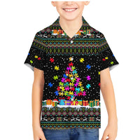 Autism Pine Christmas Family Matching Mermaid Dress and Hawaiian Shirt Xmas Holiday Patterns - Wonder Print Shop