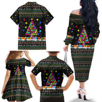 Autism Pine Christmas Family Matching Off The Shoulder Long Sleeve Dress and Hawaiian Shirt Xmas Holiday Patterns - Wonder Print Shop