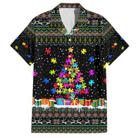 Autism Pine Christmas Family Matching Off The Shoulder Long Sleeve Dress and Hawaiian Shirt Xmas Holiday Patterns - Wonder Print Shop