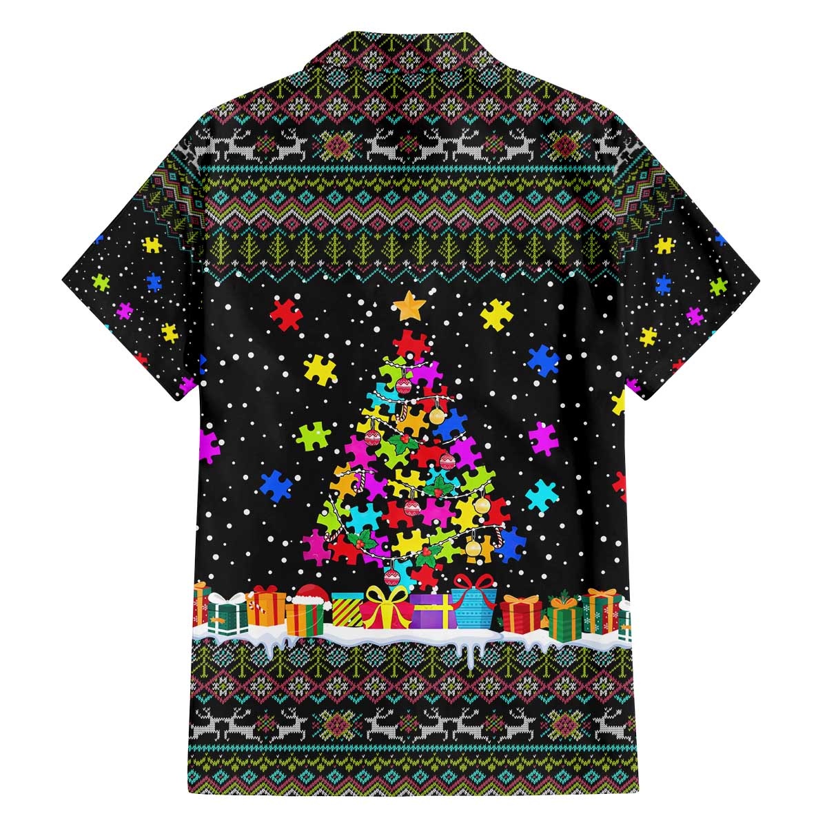 Autism Pine Christmas Family Matching Off The Shoulder Long Sleeve Dress and Hawaiian Shirt Xmas Holiday Patterns - Wonder Print Shop