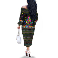 Autism Pine Christmas Family Matching Off The Shoulder Long Sleeve Dress and Hawaiian Shirt Xmas Holiday Patterns - Wonder Print Shop