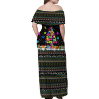 Autism Pine Christmas Family Matching Off Shoulder Maxi Dress and Hawaiian Shirt Xmas Holiday Patterns - Wonder Print Shop