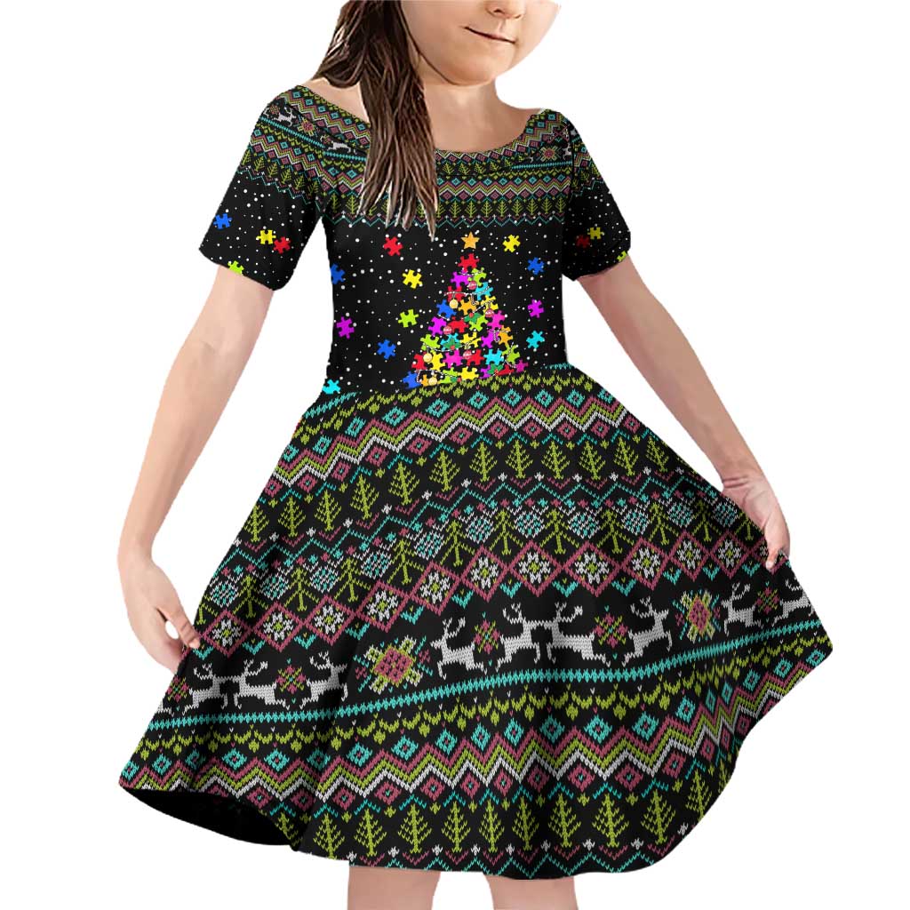 Autism Pine Christmas Family Matching Off Shoulder Short Dress and Hawaiian Shirt Xmas Holiday Patterns - Wonder Print Shop
