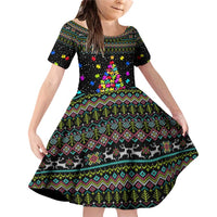 Autism Pine Christmas Family Matching Off Shoulder Short Dress and Hawaiian Shirt Xmas Holiday Patterns - Wonder Print Shop