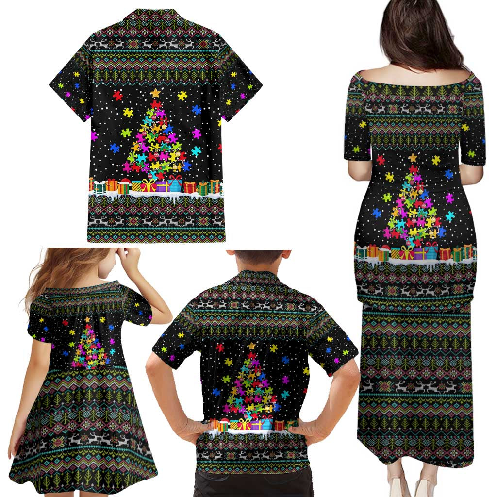 Autism Pine Christmas Family Matching Puletasi and Hawaiian Shirt Xmas Holiday Patterns - Wonder Print Shop