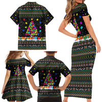 Autism Pine Christmas Family Matching Short Sleeve Bodycon Dress and Hawaiian Shirt Xmas Holiday Patterns - Wonder Print Shop