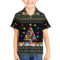 Autism Pine Christmas Family Matching Short Sleeve Bodycon Dress and Hawaiian Shirt Xmas Holiday Patterns - Wonder Print Shop