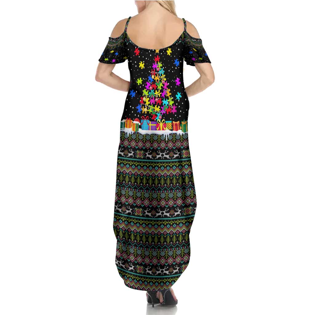 Autism Pine Christmas Family Matching Summer Maxi Dress and Hawaiian Shirt Xmas Holiday Patterns - Wonder Print Shop