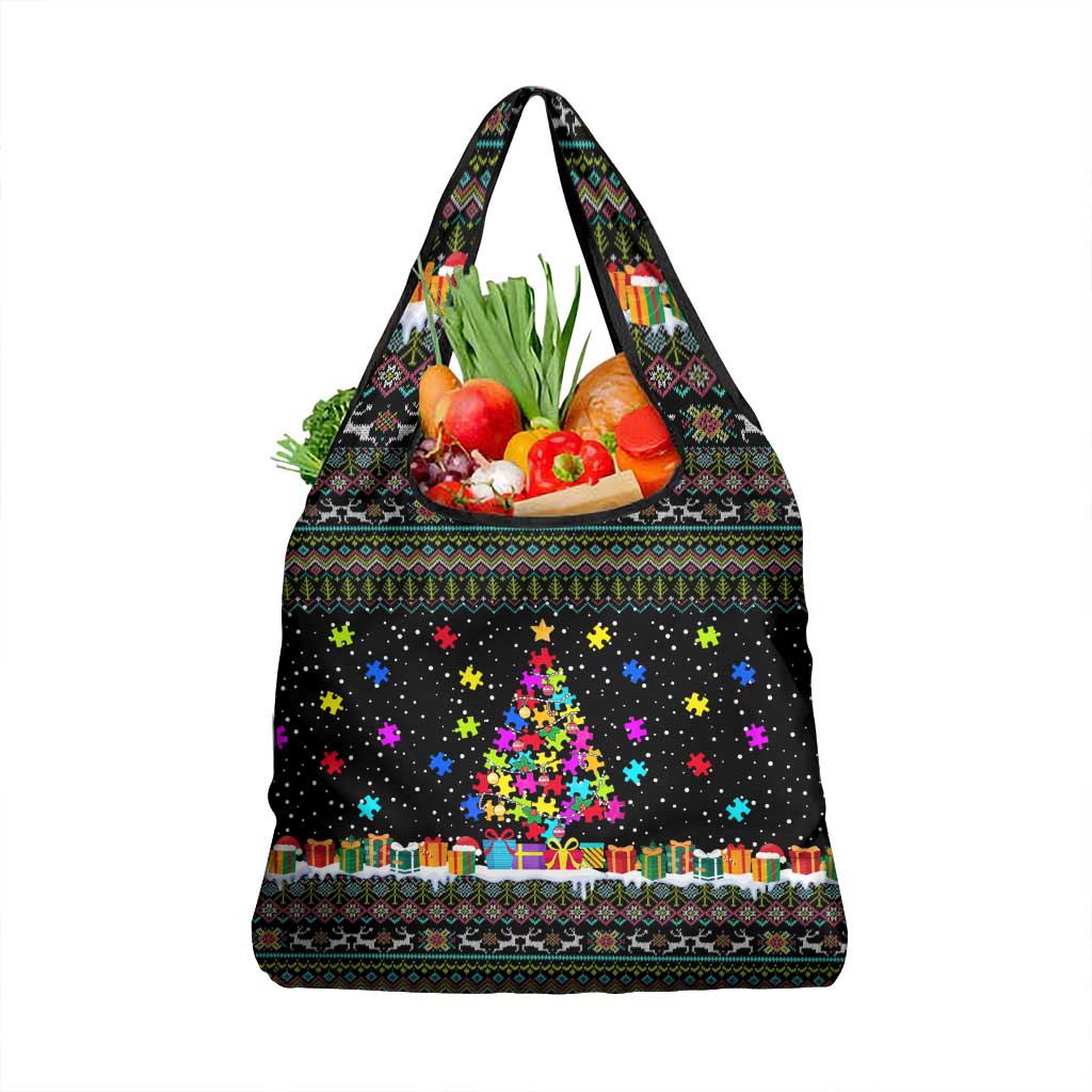 Autism Pine Christmas Grocery Bag Xmas Holiday Patterns - Wonder Print Shop