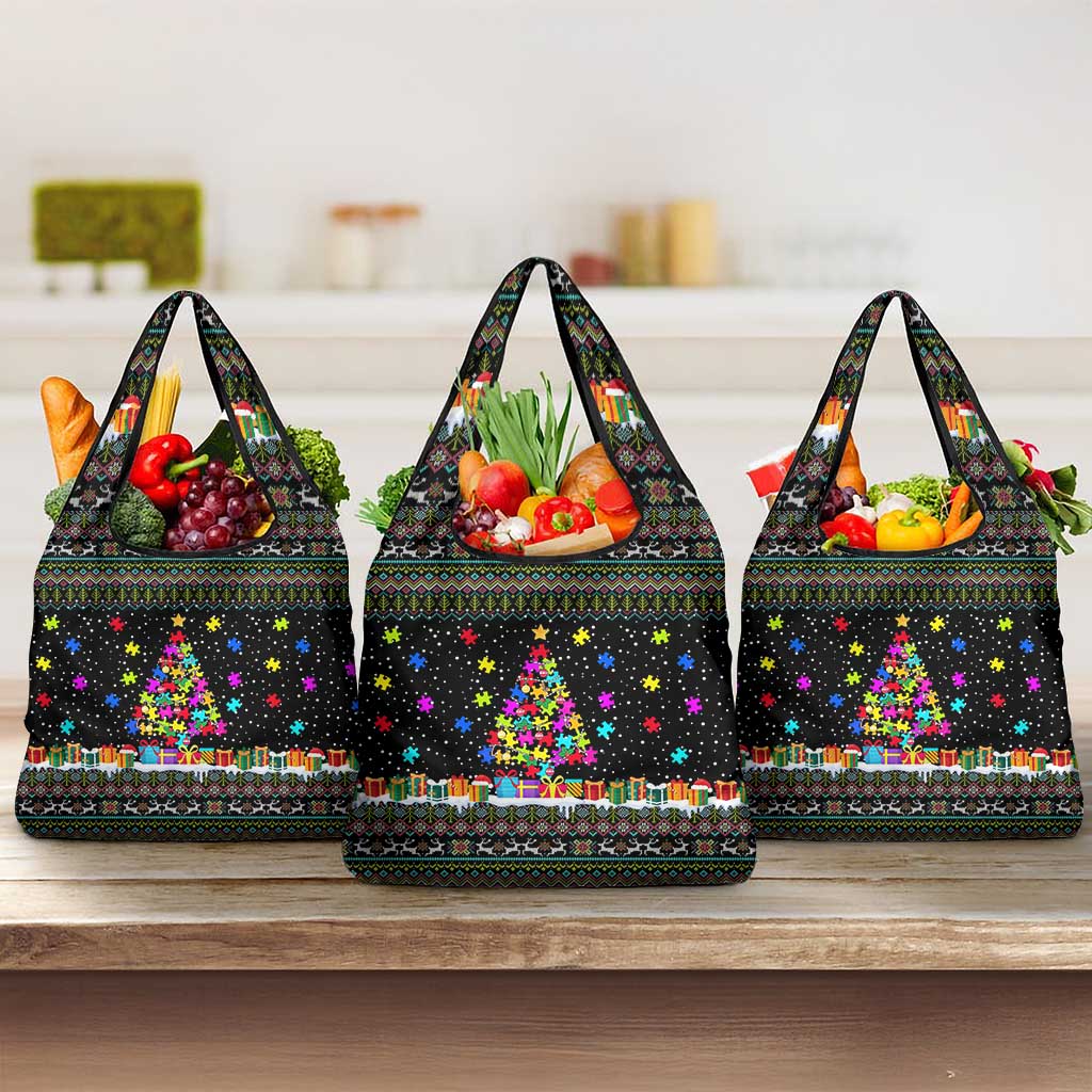 Autism Pine Christmas Grocery Bag Xmas Holiday Patterns - Wonder Print Shop