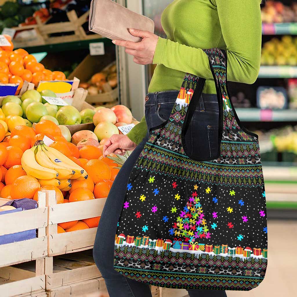 Autism Pine Christmas Grocery Bag Xmas Holiday Patterns - Wonder Print Shop