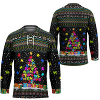 Autism Pine Christmas Hockey Jersey Xmas Holiday Patterns - Wonder Print Shop