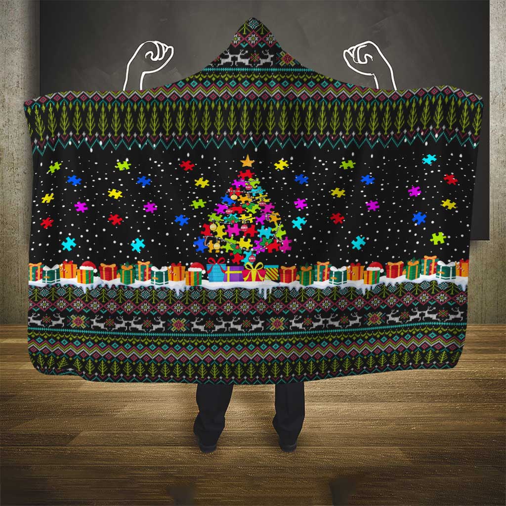 Autism Pine Christmas Hooded Blanket Xmas Holiday Patterns - Wonder Print Shop