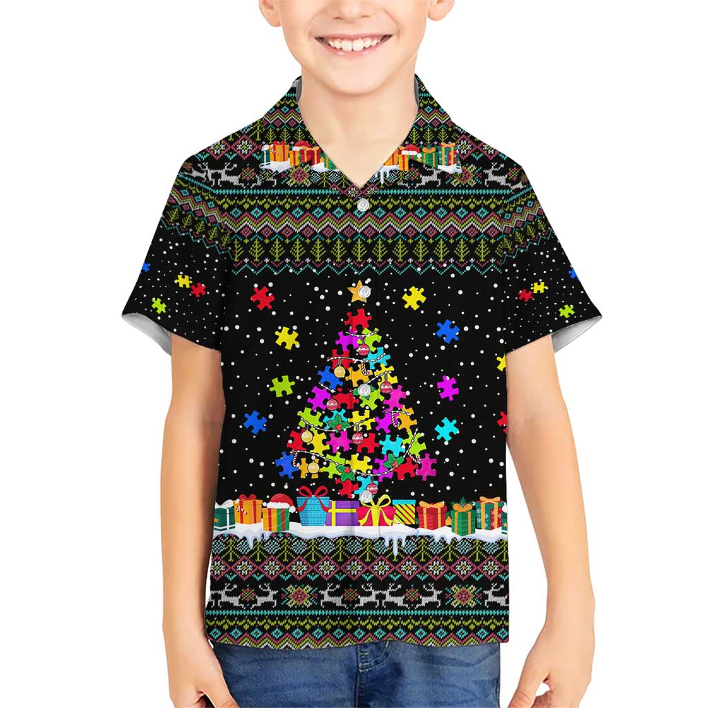 Autism Pine Christmas Kid Hawaiian Shirt Xmas Holiday Patterns - Wonder Print Shop
